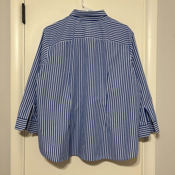 LRL Ralph Lauren Women's Plus Non-Iron Button-Front Shirt Top Blouse 2X Stripe - Picture 5 of 10